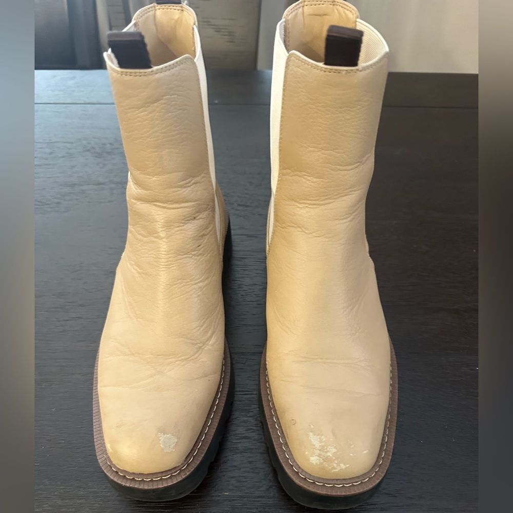 EG Beige and Brown Leather Boots - Picture 2 of 2